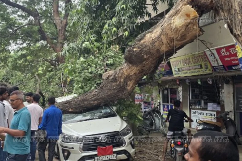 patna-kankarbagh-tree-fall-innova-damaged